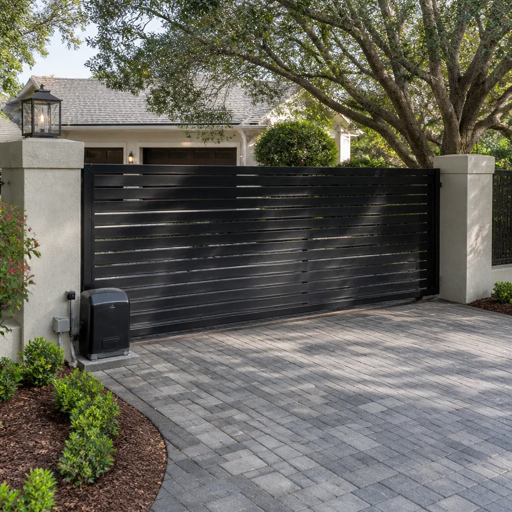 Sliding driveway gates